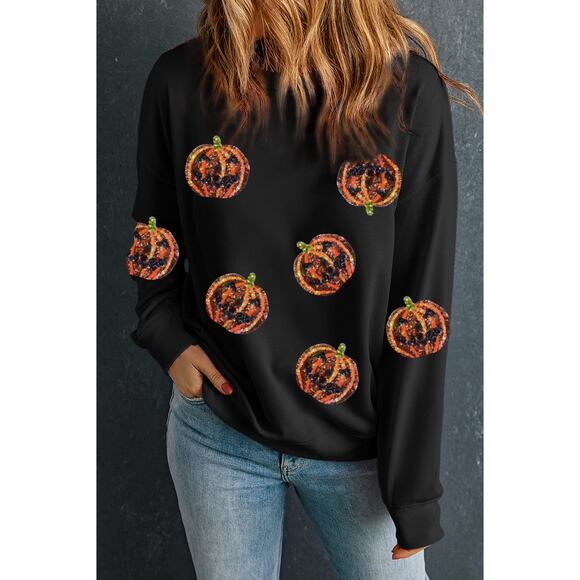 Pumpkin Dropped Shoulder Sweatshirt S - Picture 2 of 3